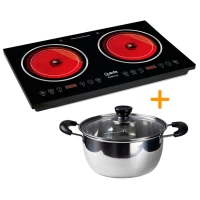 COMBO: Cocina Perfecta - Cocina Eléctrica Infrarroja Dual Fast Cook QTCEI220 220V + OLLA BRINDE Quanta Products